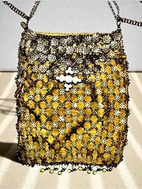 Kenny Ma San Francisco Vintage Evening Bag | Gold Metal Crystal Fringe